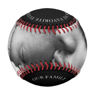 Black and White Family Photo Father and Baby Baseball