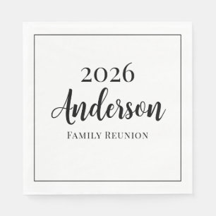 Black and White Family Reunion Modern Elegant Napkin
