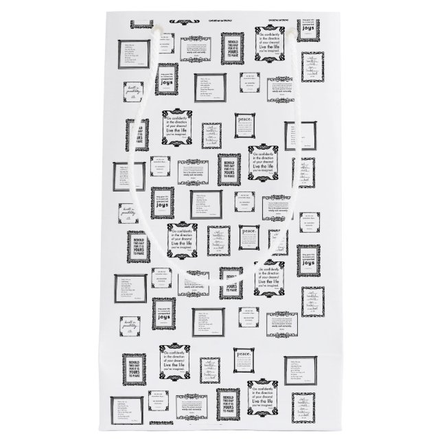 Black and White Famous Framed Quotes Pattern Bag (Front)