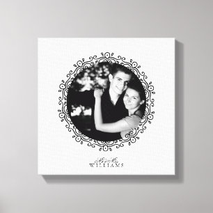 Black and White Fancy Decorative Frame Photo Canvas Print
