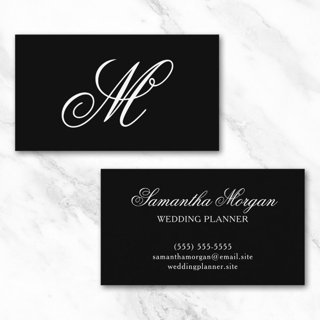 Black and White Fancy Monogram Business Card (Black and White Fancy Monogram Business Card)