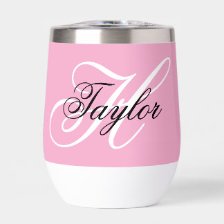 Black and White Fancy Monogram Pink