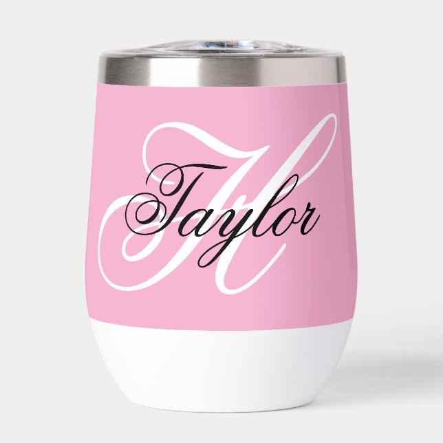 Black and White Fancy Monogram Pink (Front)