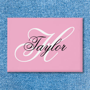 Black and White Fancy Monogram Pink