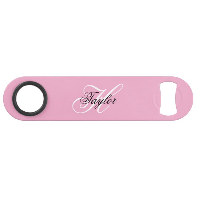 Black and White Fancy Monogram Pink (Front (Horizontal))