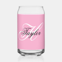 Black and White Fancy Monogram Pink