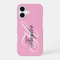 Black and White Fancy Monogram Pink