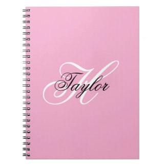 Black and White Fancy Monogram Pink Notebook