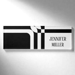 Black and white fantasy name tag
