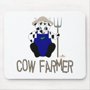 Black And White Farmer Cow Brown Cow Farmer Mouse Mat