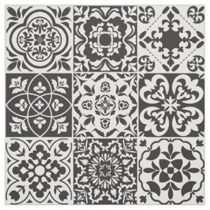 Black and White Farmhouse Tile Fabric