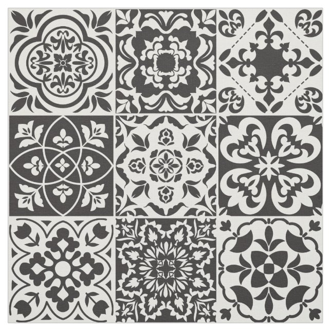 Black and White Farmhouse Tile Fabric (Swatch)