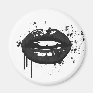 Black and white fashion glamour lips illustration magnet