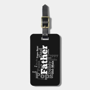 Black and White Father Word Collage Luggage Tag