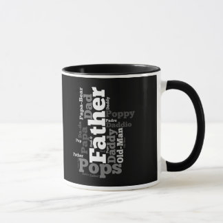 Black and White Father Word Collage Mug