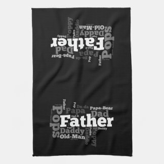 Black and White Father Word Collage Tea Towel