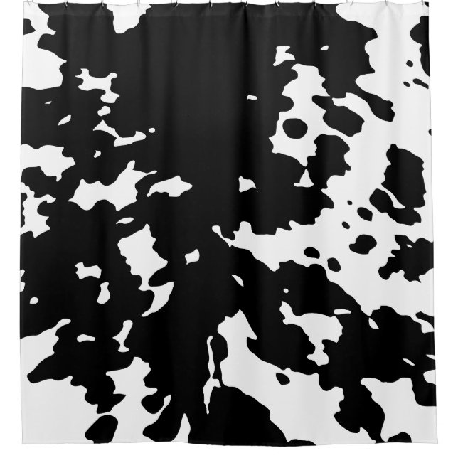 Black and White Faux Cowhide Cowboy Shower Curtain (Front)