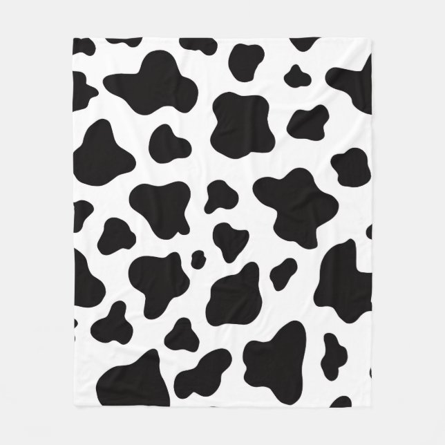 Black and white Faux Cowhide  Fleece Blanket (Front)