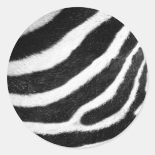 black and white faux fur stripes Zebra Print Classic Round Sticker