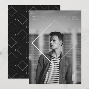 Black And White Faux Silver Foil Graduation Card