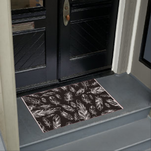 Black and White Feather Doormat