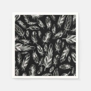 Black and White Feather Napkin