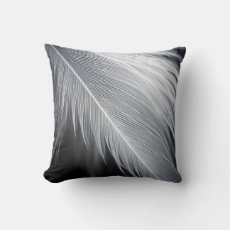 Black and White Feather  Throw Pillow