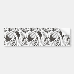Black and white feathers pattern bumper sticker