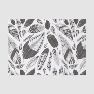 Black and white feathers pattern tissue paper