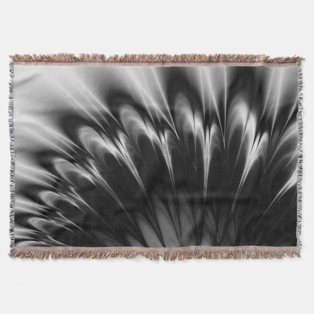 Black and White Feathers Throw Blanket (Front)