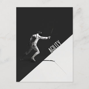 Black and White Fencing Postcard