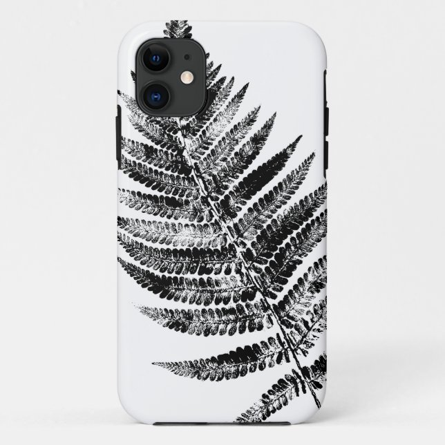 Black and White Fern Leaf Print Case-Mate iPhone Case (Back)