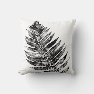 Black and White Fern Leaf Print Cushion