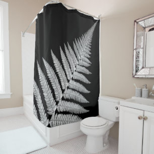 Black and White Fern Shower Curtain