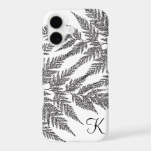 Black and White Fern Silhouette Monogram