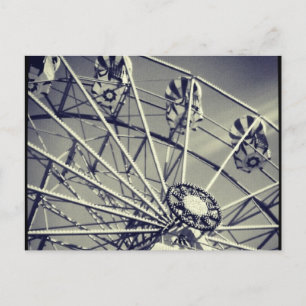 Black and white ferris wheel postcard