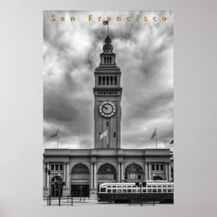 Black and White Ferry Building Poster