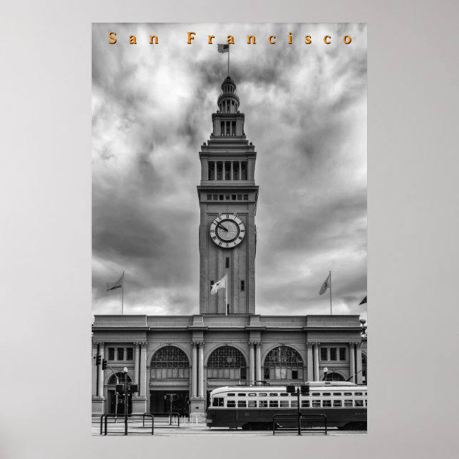 Black and White Ferry Building Poster (Front)
