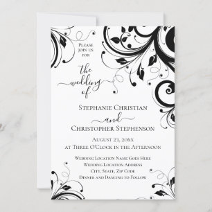 Black and White Festive Swirl QR Code All in One I Invitation
