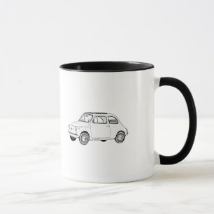 Black and White Fiat 500 Topolino Drawing Mug