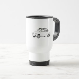Black and White Fiat 500 Topolino Pencil Drawing Travel Mug
