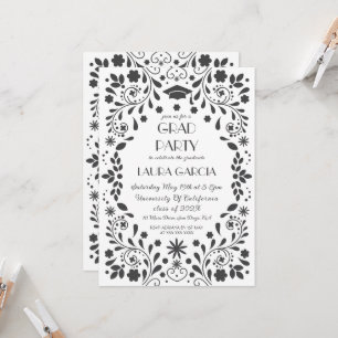 Black and White Fiesta Graduation Photo Invitation