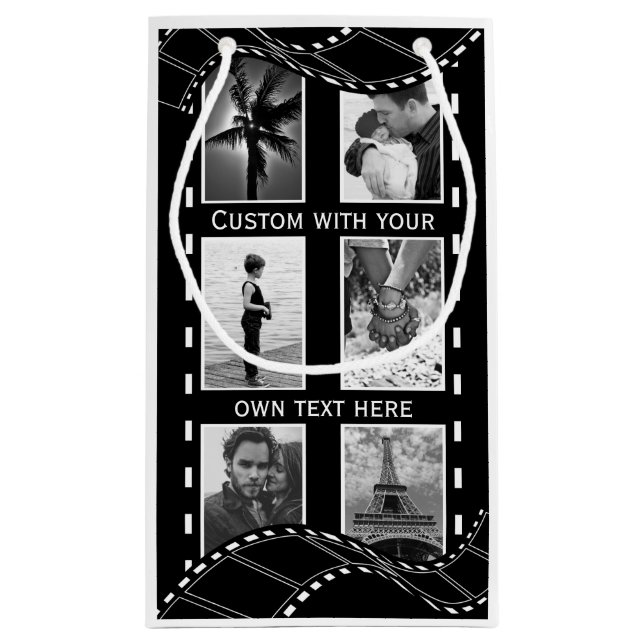 Black and White Film Reel Custom Photo Small Gift Bag (Back)