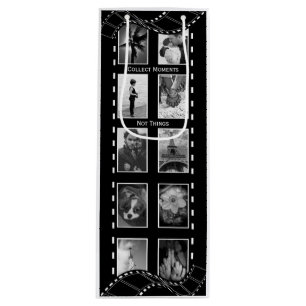 Black and White Film Reel Custom Photo Wine Gift Bag