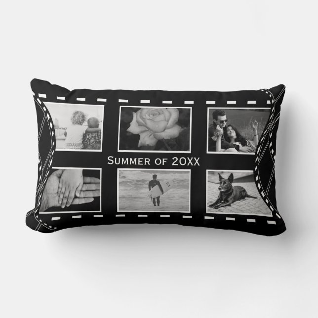 Black and White Film Reel Lumbar Cushion (Front)