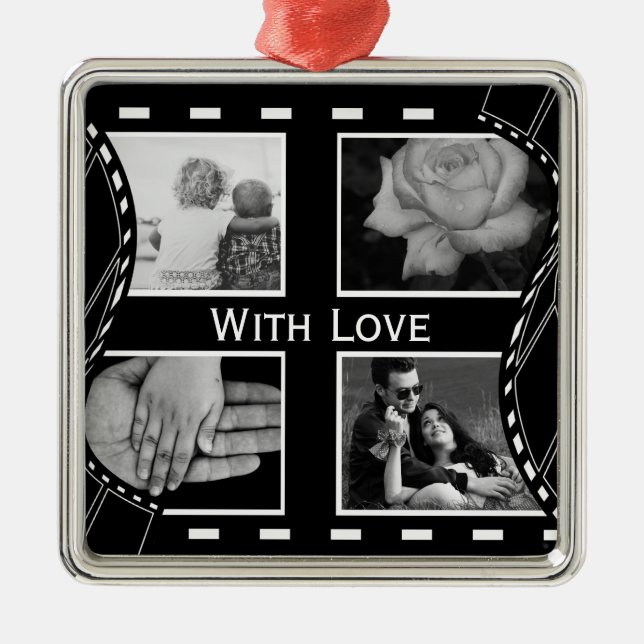 Black and White Film Reel Metal Tree Decoration (Front)