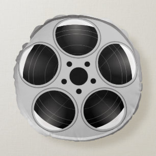 BLACK AND WHITE FILM REEL ROUND CUSHION