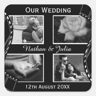 Black and White Film Reel Square Sticker