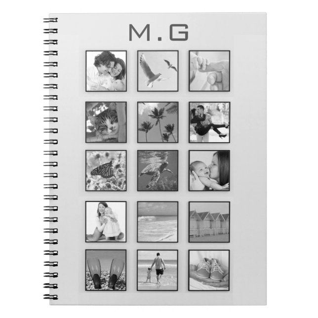 Black and White Filtered Photo Collage Notebook (Front)