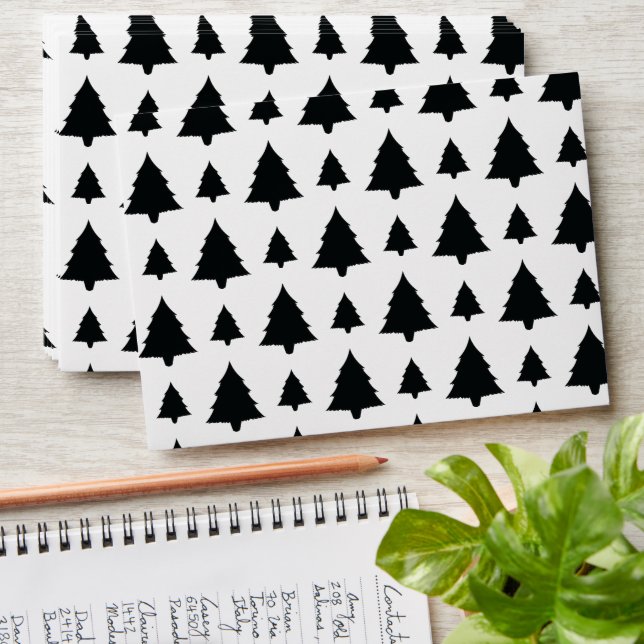 Black And White Fir Christmas Tree Pattern Envelope (Stacked)